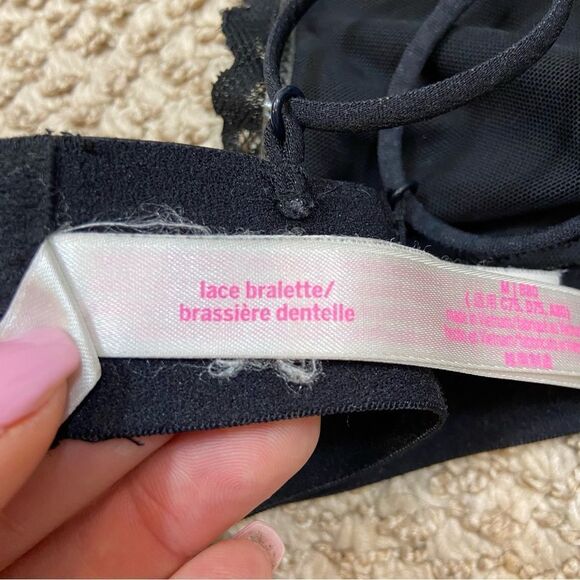 Victoria’s Secret PINK Black Lace Bralette with Multi‎ Strap Back Size Medium - Picture 11 of 12